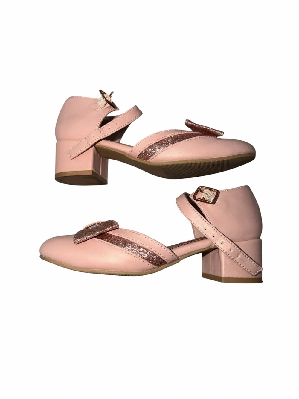 Rachel Shoes Pink Glitter Bow Mary Jane Heels